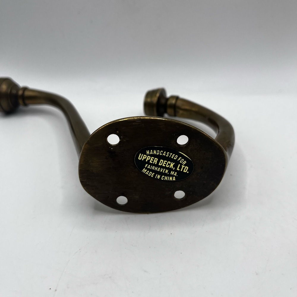 Vintage Upper Deck Handcrafted Brass Double Coat & Hat Hook - Picture 5 of 8